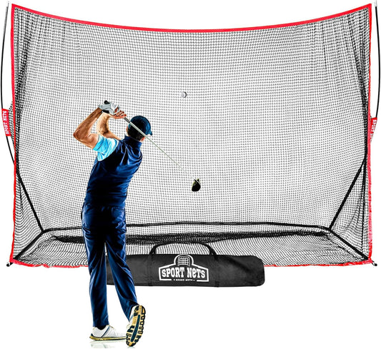 Golf Driving Practice Net, Indoor & Outdoor Ball Hitting, 10 X 7 Feet - Heavy-Duty Golf Netting for Home, Backyard, and Garage Training